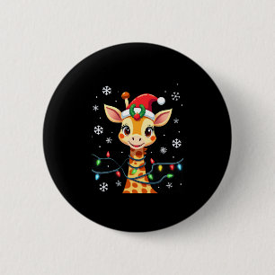 Süße Giraffe Weihnachtslichter Santa Hut Xmas Pyja Button
