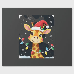 Süße Giraffe Weihnachtslichter Santa Hut Xmas Schl Geschenkpapier