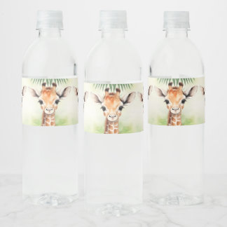 Süße Giraffen-Dschungel-Baby-Shower-Party Schön Wasserflaschenetikett