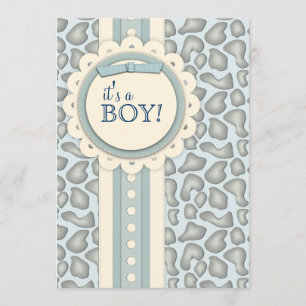 Süße Giraffen-Einklebebuch-Babyparty laden Blau Einladung