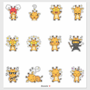 Süße Giraffen-Emoji-Sticker-Packung Aufkleber