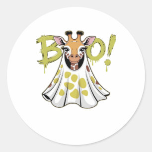 Süße Giraffen-Geister-Kostüm mit BOO! Klassisches Runder Aufkleber