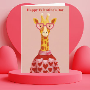Süße Giraffen-Herzen-Pullover Valentinstag-Karte Karte