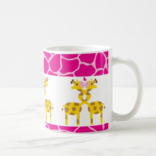 Süße Giraffen im Liebe-Rosa Kaffeetasse (Rechts)