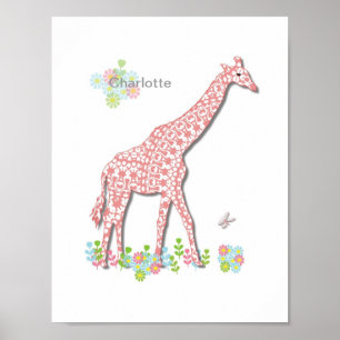 Süße Giraffen-Launen Kinder personalisiertes Bild Poster