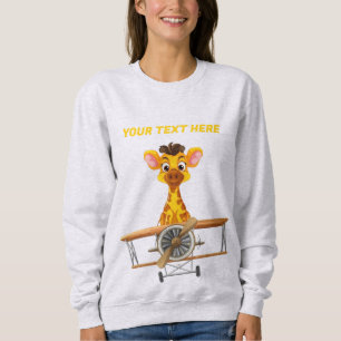 Süße Giraffen-Pilot Cartoon-Flugzeug Benutzerdefin Sweatshirt
