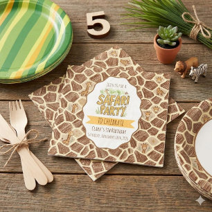 Süße Giraffen-Safari-Dschungel-Kinder-Geburtstagsf Serviette