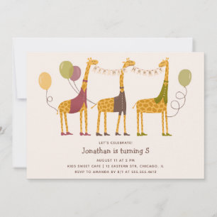 Süße Giraffen-Safari-Geburtstagsfeier Zoo-Party Einladung