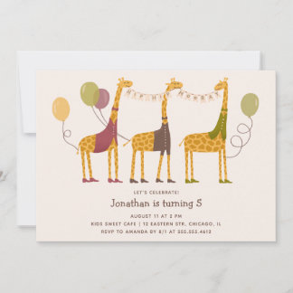 Süße Giraffen-Safari-Geburtstagsfeier | Zoo-Party  Einladung
