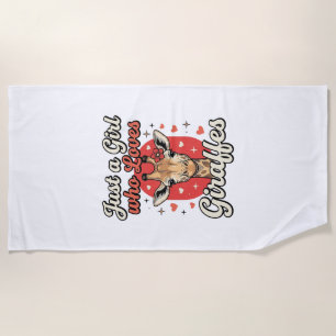Süße Giraffenliebhaber Vintage Mädchen Shirt Desig Strandtuch