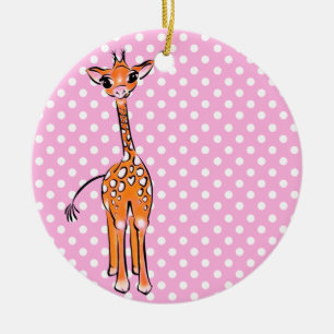 Süße Giraffenzeichnung, Safari-Tier, Punkte  Keramik Ornament