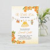 Süsse Girl Orange Clothesline Babydusche Einladung (Stehend Vorderseite)