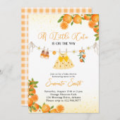 Süsse Girl Orange Clothesline Babydusche Einladung (Vorne/Hinten)