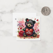 Süße Girly Be Mine Bärchen Klassenzimmer Valentins Mitteilungskarte (Vorderseite/Rückseite Beispiel)