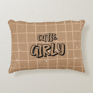 Süße Girly Brown Gingham Akzent Kissen