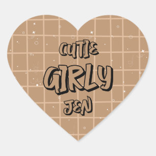 Süße Girly Brown Gingham Aufkleber