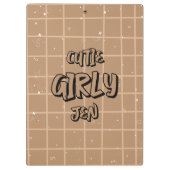 Süße Girly Brown Gingham Klemmbrett (Rückseite)