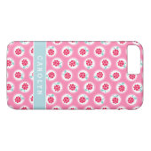 Süße, girly, rosa Himbeermuster Monogramm Case-Mate iPhone Hülle (Rückseite (Horizontal))