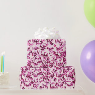Süße, girly rosa Satin-Ästhetik-Schleifenbögen  Geschenkpapier
