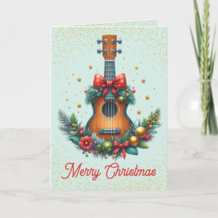 Süße Gitarre und Girlande Weihnachtskarte Feiertagskarte