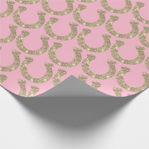 Süße Glamour-Hufeisen Gold Rosa Glitter Geschenkpapier