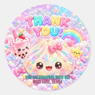 Süße Glitter-Dumpling-Bao-Squishy-Party-Geburtstag Runder Aufkleber