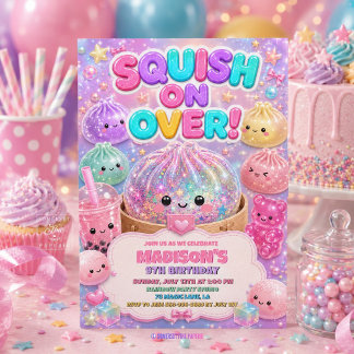 Süße Glitter-Food-Squishies-Geburtstagsfeier Einladung