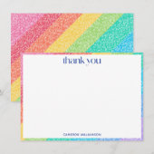Süße Glitter-Regenbogen-Streifen Farbige Umrandung Dankeskarte (Vorne/Hinten)