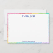 Süße Glitter-Regenbogen-Streifen Farbige Umrandung Dankeskarte (Vorderseite)
