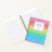 Süße Glitter-Regenbogenstreifen Bunte Namensschrif Notizblock (Innenseite)