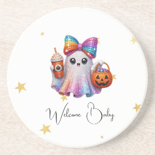 Süße Glitter-Schleife-Geist-Halloween-Kaffeetasse Getränkeuntersetzer