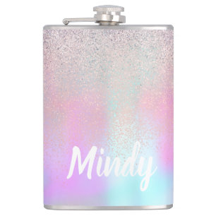 Süße Glitter und Sparkles Faux-Hologramm Flachmann