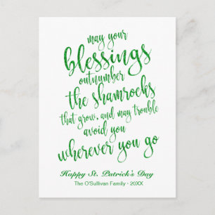 Süße glitzernde irische Segnung St. Patrick's Day Postkarte