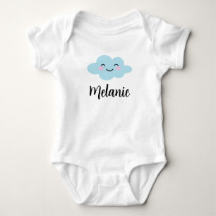 Süße glückliche animierte blaue Wolke Cartoon indi Baby Strampler