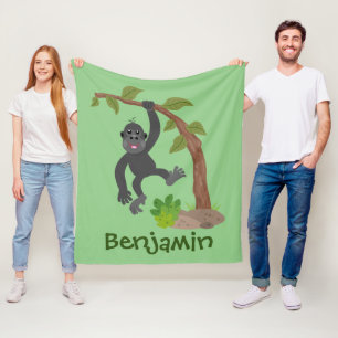 Süße glückliche Baby-Gorilla-Cartoon-Illustration Fleecedecke