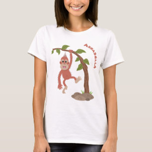 Süße glückliche Baby-Orang-Utan-Cartoon-Illustrati T-Shirt