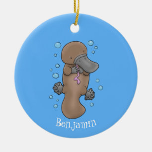 Süße glückliche Baby-Schnabeltier-Cartoon-Illustra Keramik Ornament