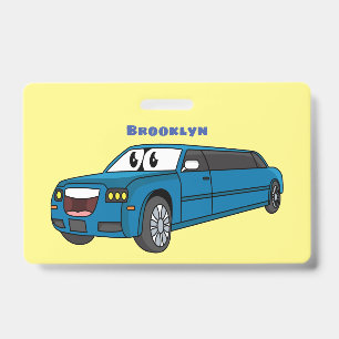 Süße glückliche blaue Limousine Cartoon-Auto Ausweis