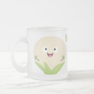 Süße glückliche Blumenkohl-Gemüse-Cartoonfigur Mattglastasse