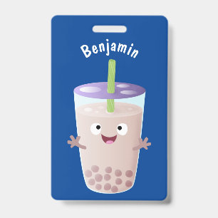 Süße glückliche Bubble-Tea-Boba-Cartoonfigur Ausweis