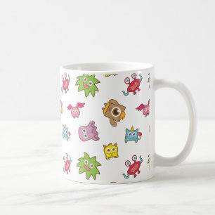 Süße glückliche bunte kleine Monster Muster Kaffeetasse