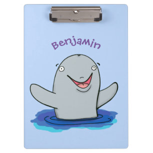 Süße glückliche Delfin-Cartoon-Illustration Klemmbrett