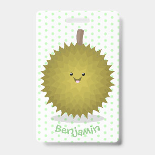 Süße glückliche Durian-Cartoon-Illustration Ausweis