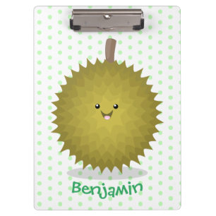 Süße glückliche Durian-Cartoon-Illustration Klemmbrett