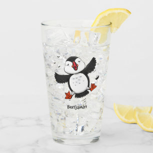 Süße glückliche fliegende Papageientaucher blaue C Glas