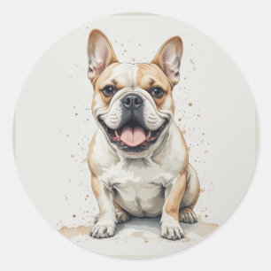 Süße glückliche französische Bulldogge Haustier Runder Aufkleber