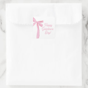 Süße glückliche Galentine's Day rosa Schleifen und Quadratischer Aufkleber