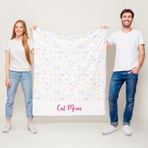 Süße glückliche handgezeichnete Katzen Flanelldeck Fleecedecke