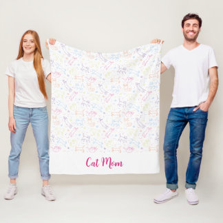 Süße glückliche handgezeichnete Katzen Flanelldeck Fleecedecke