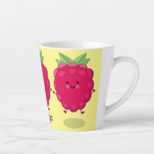Süße glückliche Himbeer-Cartoon-Illustration Milchtasse